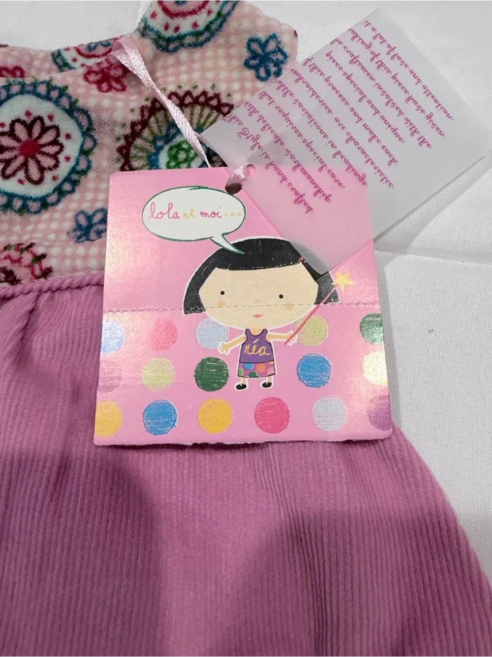 Lola et Moi Pink Corduroy & Floral Dress 6M NWT Baby Girl
